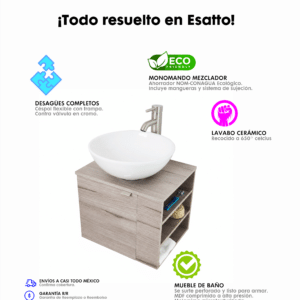 MUEBLE PARA BAÑO MODERNO DTUA GLOBUS SATIN - Imagen 8