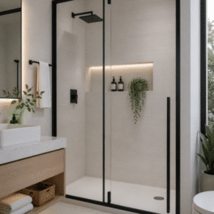 Cancel para baño recto abatible negro mate 100 a 130 x h185 cms CA-013N ~ CA-019N - Imagen 3