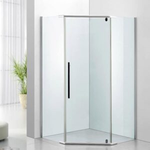 Cancel para baño esquinero diamante sin base 1 puerta abatible 98 x 98 x h190 cms CA-032