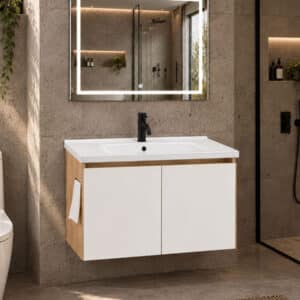 Mueble moderno para baño Cursa N listo para instalar (incluye lavabo, llave y desagües)