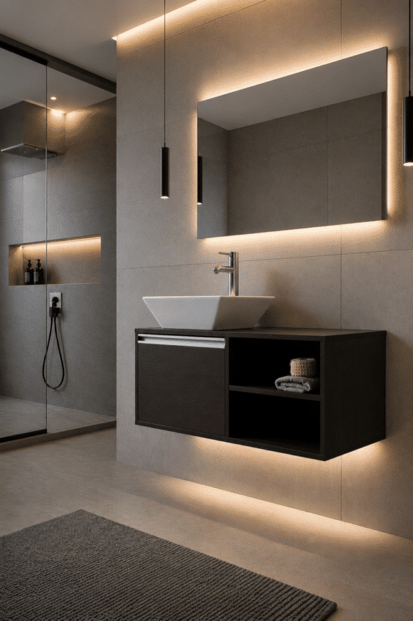 Mueble para baño moderno DDTC Maya ambientado